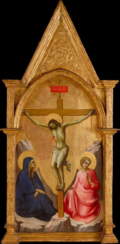 De gekruisigde Christus tussen de Maagd en Sint Jan de Evangelist door Lorenzo Monaco