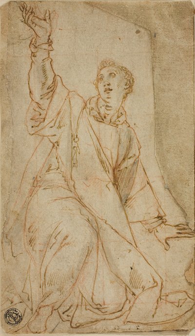 Knielende Sint Stefanus met opgeheven rechterarm door Lorenzo Sabbatini