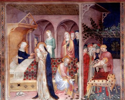 Geboorte van Sint Johannes de Doper en besnijdenis door Lorenzo Salimbeni