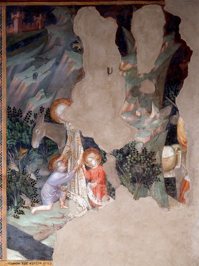 De ontmoeting tussen Maria en Jezus met Johannes de Doper als kind, detail door Lorenzo Salimbeni