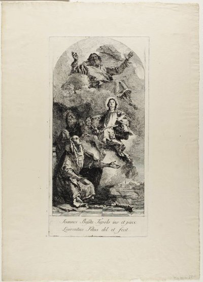 Sint Anna en Sint Joachim die de Maagd Maria als Kind aanbieden aan de Eeuwige Vader door Lorenzo Tiepolo