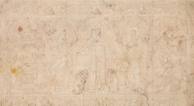 Ontwerp voor een antependium: De Madonna della Misericordia met heiligen Johannes de Doper, ca. 1370 door Lorenzo Veneziano.
