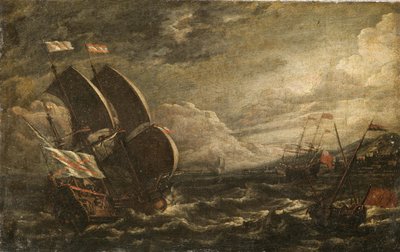 Een storm op zee door Lorenzo a Castro