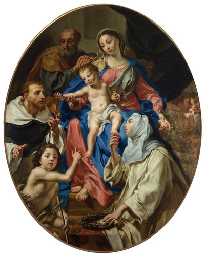 Onze Lieve Vrouw van de Rozenkrans en Heiligen door Lorenzo de