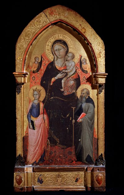 Maagd en Kind met Sint Catharina van Alexandrië, Sint Antonius de Grote en Engelen (circa 1415) door Lorenzo di Bicci