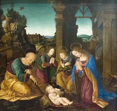 Aanbidding van het Christuskind door Lorenzo di Credi