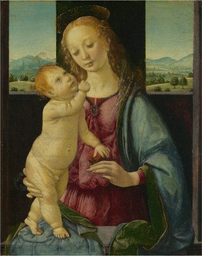 Madonna en kind met een granaatappel door Lorenzo di Credi