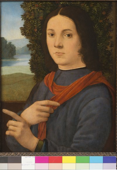 Portret van een jonge man door Lorenzo di Credi