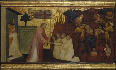 Sint Laurentius bevrijdt zielen uit het vagevuur. Scènes uit het leven van Sint Laurentius, predella door Lorenzo di Niccolò