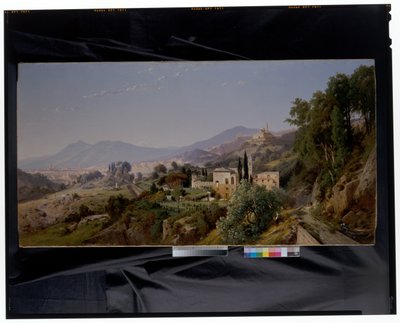 Uitzicht op Genua vanuit het oosten door Louis Auguste Lapito