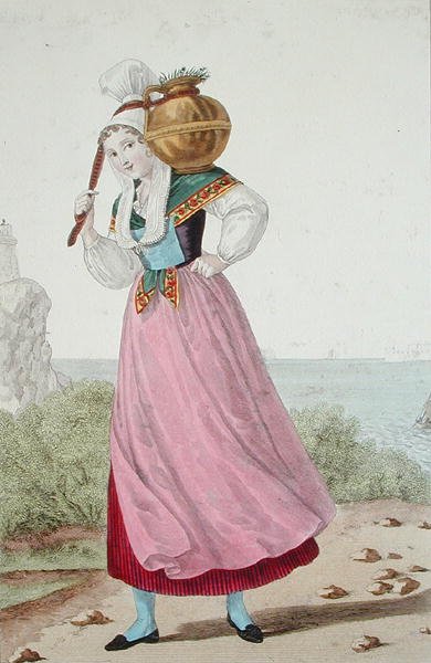 Melkmeisje uit de regio Cherbourg, c.1820 door Louis Marie (after) Lante
