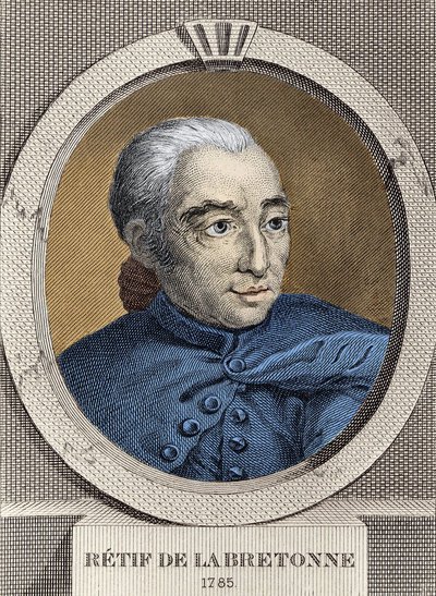 Portret van Restif de La Bretonne (1734-1806) - door Binet, gravure door Louis (after) Binet