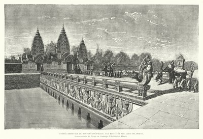 Oostelijke ingang van de Khmer-tempel van Preah Khan, Angkor, Cambodja door Louis (after) Delaporte