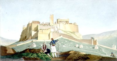 Zicht op de Akropolis van Athene door Louis (after) Dupre