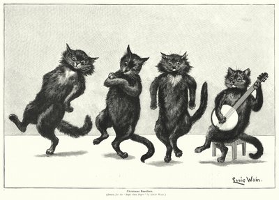 Katten dansen door Louis (after) Wain