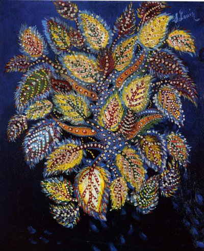 Gevlekte bloemen op een blauwe achtergrond, 1929 door Louis