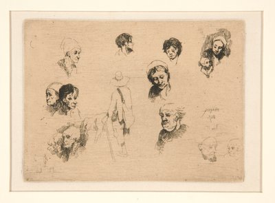 Verschillende Schetsen, hoofden door Louis Adolphe Hervier
