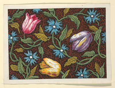 Bloemmotief voor bedrukte textiel door Louis Albert DuBois