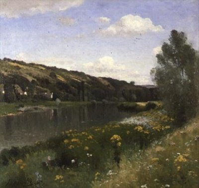 Rivierlandschap door Louis Alexandre Bouche