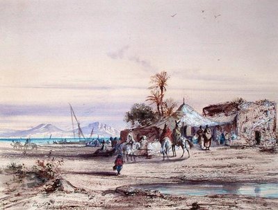 Tunesisch landschap door Louis Amable Crapelet