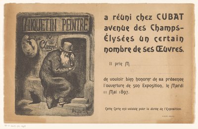 Uitnodiging voor een tentoonstelling met schilderijen van Louis Anquetin door Louis Anquetin