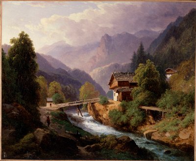 Landschap van Zwitserland door Louis Auguste Lapito