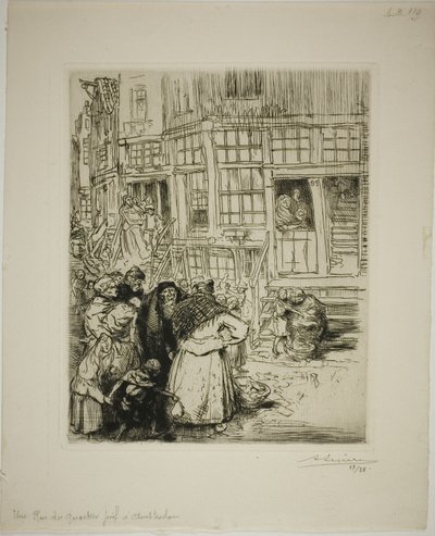 Een straat in de Joodse buurt, Amsterdam door Louis Auguste Lepère