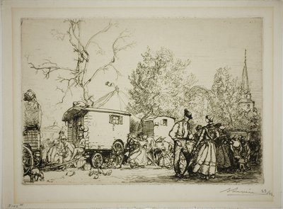 Op de beurs van Saint-Jean-de-Monts door Louis Auguste Lepère