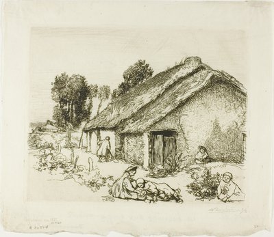 Huisje met vijf kinderen door Louis Auguste Lepère