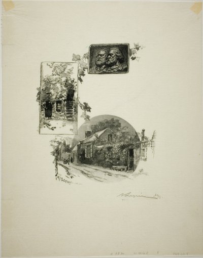 Toegang tot het atelier van Rousseau en het huis van Millet door Louis Auguste Lepère
