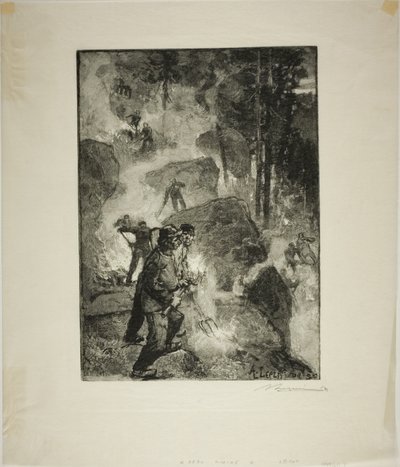 Varenbranders in het bos door Louis Auguste Lepère