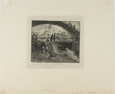 Sluis van het Canal Saint-Martin door Louis Auguste Lepère