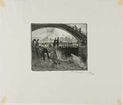 Sluis van het Canal Saint-Martin door Louis Auguste Lepère