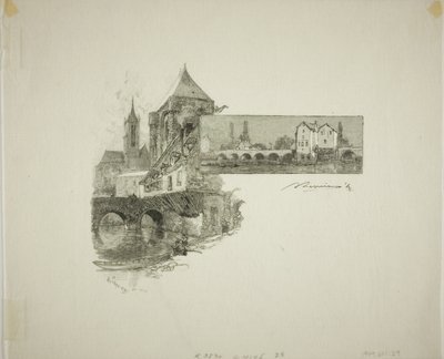 Moret: de houtmolen door Louis Auguste Lepère