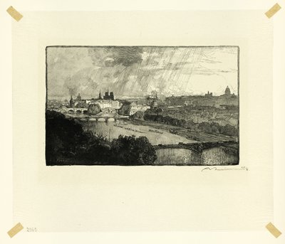 Parijs, gezien vanaf het Pavillon de Flore, plaat elf uit Le Long de la Seine et des Boulevards door Louis Auguste Lepère