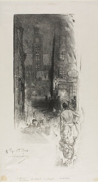 Parijs: de Rue de la Montagne-Ste-Geneviève door Louis Auguste Lepère