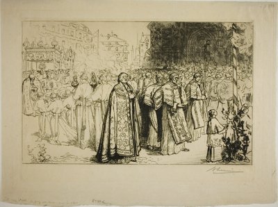 Opnieuw binnenkomen van de processie in de kathedraal van Nantes door Louis Auguste Lepère