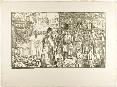De Corpus Christi-processie, Nantes door Louis Auguste Lepère
