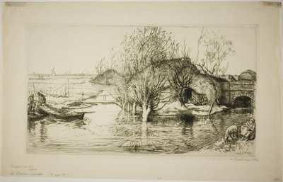 Het ondergelopen krot door Louis Auguste Lepère