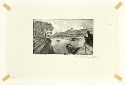 Het Louvre, gezien vanaf de Pont-Neuf, plaat dertien uit Le Long de la Seine et des Boulevards door Louis Auguste Lepère