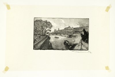 Het Louvre, gezien vanaf de Pont-Neuf, plaat dertien uit Le Long de la Seine et des Boulevards door Louis Auguste Lepère