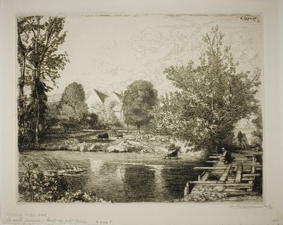 De oude voetgangersbrug, oevers van de Petit Morin door Louis Auguste Lepère