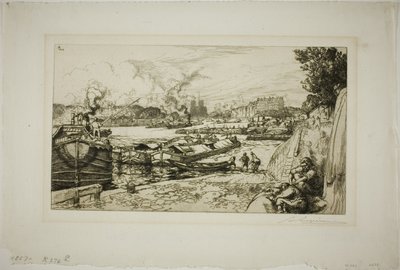 De Seine bij de monding van het Canal Saint-Martin door Louis Auguste Lepère