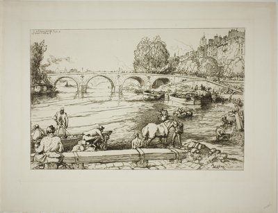 De drinkplaats bij Pont Marie door Louis Auguste Lepère