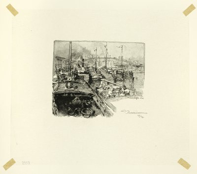 Villette Dock, plaat vijf van Le Long de la Seine et des Boulevards door Louis Auguste Lepère