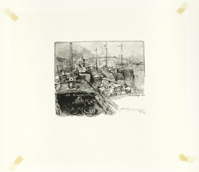 Villette Dock, plaat vijf van Le Long de la Seine et des Boulevards door Louis Auguste Lepère