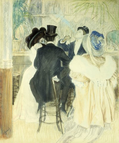 Figuren in een Café door Louis Auguste Mathieu Legrand