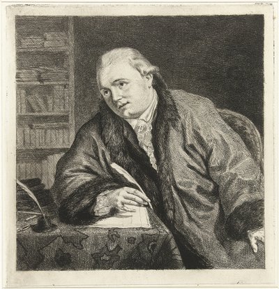 Portret van de componist en etser Johan Antoni Kauclitz Colizzi 1742-1808, 1780s door Louis Bernard Coclers