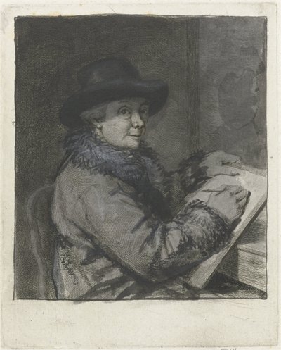 Portret van de kunstenaar Johannes Janson, tekenend door Louis Bernard Coclers