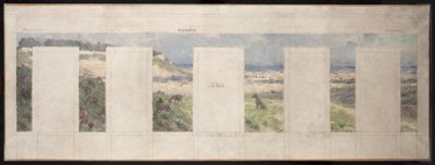 Schets voor het gemeentehuis van Bagnolet: Gezicht op de omgeving van Bagnolet (oost) door Louis Beroud
